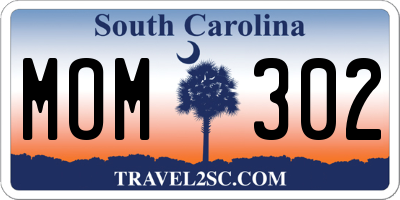 SC license plate MOM302