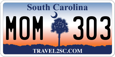 SC license plate MOM303