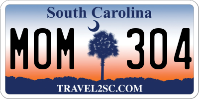 SC license plate MOM304
