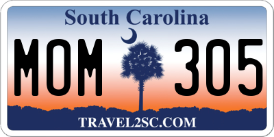 SC license plate MOM305