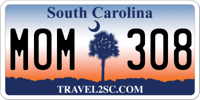 SC license plate MOM308
