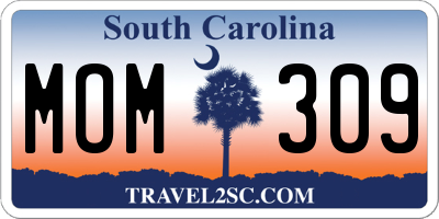 SC license plate MOM309