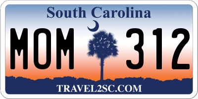 SC license plate MOM312