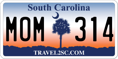 SC license plate MOM314