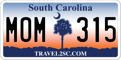 SC license plate MOM315