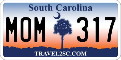 SC license plate MOM317
