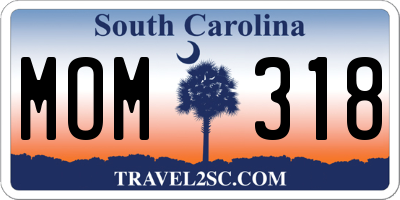 SC license plate MOM318