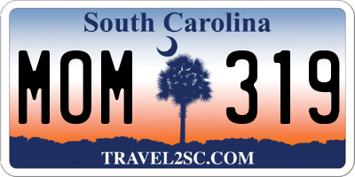 SC license plate MOM319