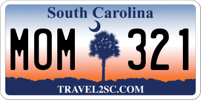 SC license plate MOM321
