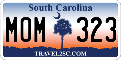 SC license plate MOM323