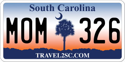SC license plate MOM326