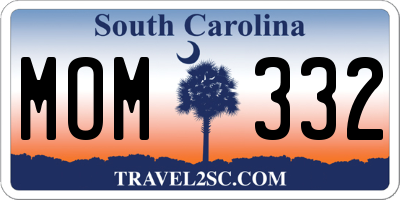 SC license plate MOM332