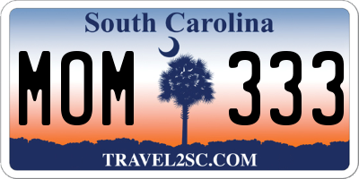 SC license plate MOM333