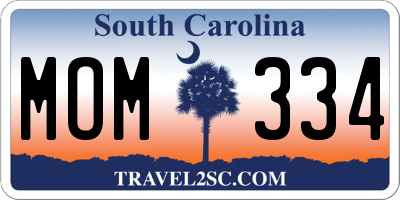 SC license plate MOM334