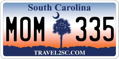 SC license plate MOM335