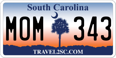 SC license plate MOM343