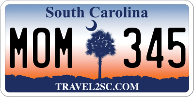 SC license plate MOM345