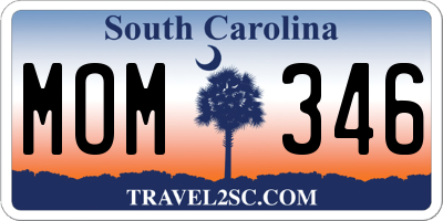 SC license plate MOM346
