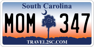 SC license plate MOM347