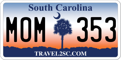 SC license plate MOM353