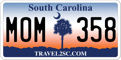 SC license plate MOM358