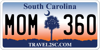 SC license plate MOM360