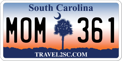 SC license plate MOM361