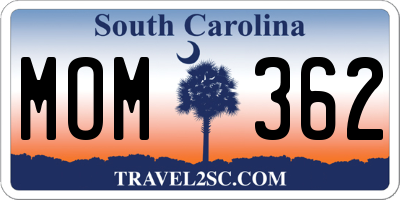 SC license plate MOM362