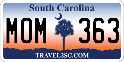 SC license plate MOM363