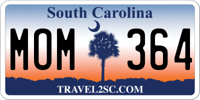 SC license plate MOM364