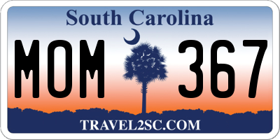 SC license plate MOM367