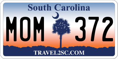 SC license plate MOM372