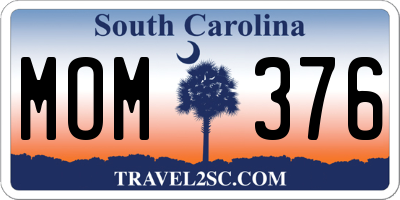 SC license plate MOM376