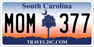 SC license plate MOM377
