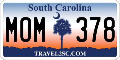 SC license plate MOM378