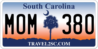 SC license plate MOM380
