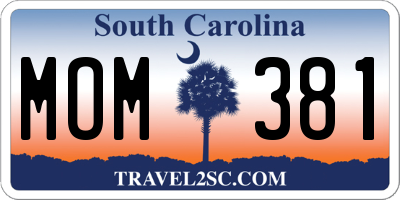 SC license plate MOM381