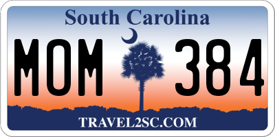 SC license plate MOM384