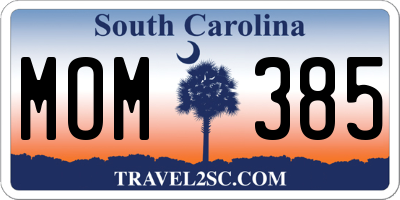 SC license plate MOM385