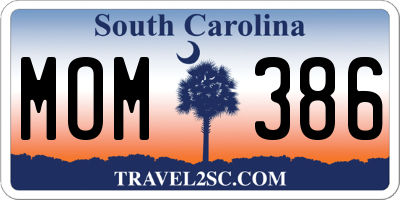 SC license plate MOM386