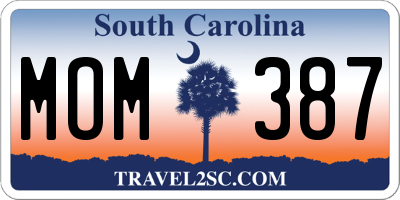 SC license plate MOM387