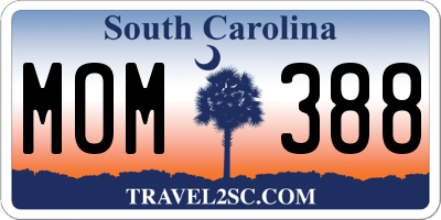 SC license plate MOM388