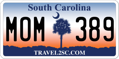 SC license plate MOM389