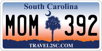 SC license plate MOM392
