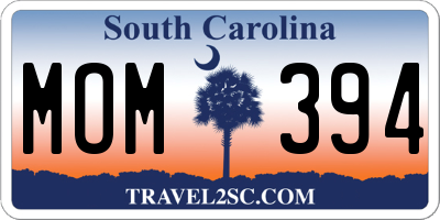 SC license plate MOM394