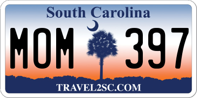 SC license plate MOM397