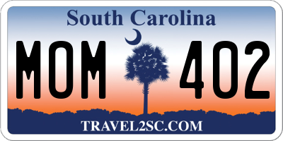 SC license plate MOM402