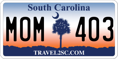 SC license plate MOM403