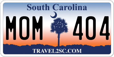 SC license plate MOM404