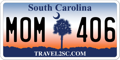 SC license plate MOM406